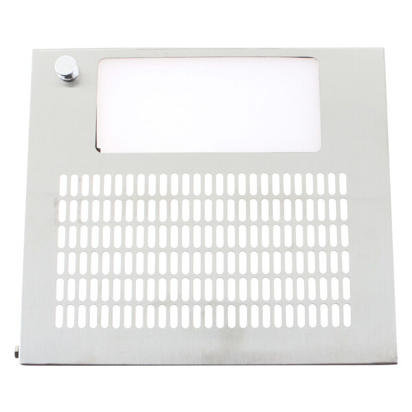 A white metal panel with a hole in the middle.