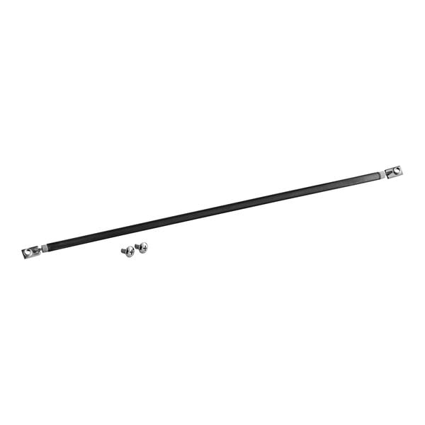 A black metal bar with screws on each end.