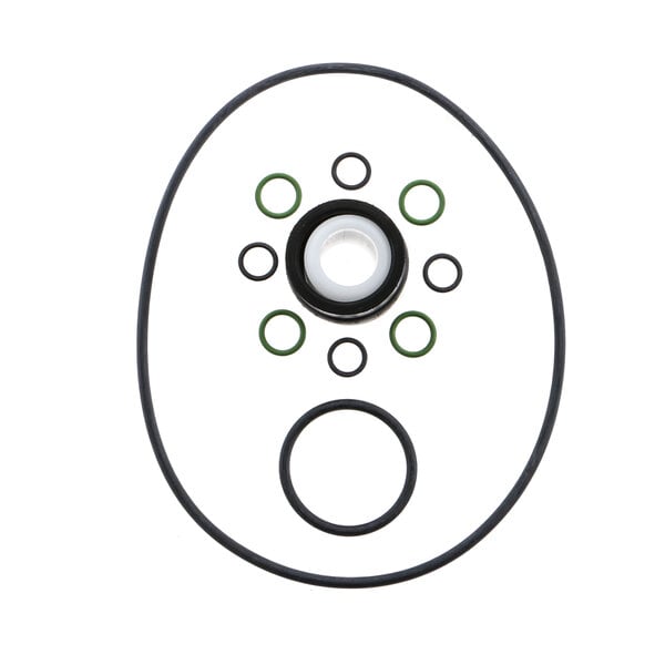 a group of black and green gaskets