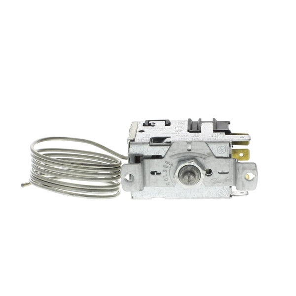 A Franke thermostat with wires and a metal housing.