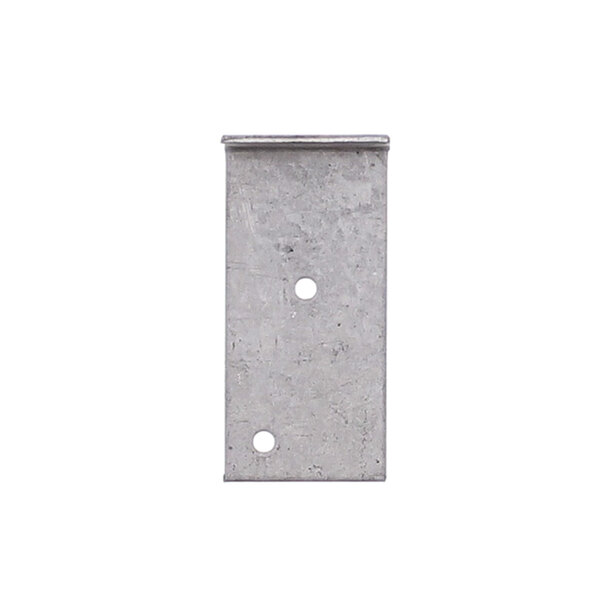 A grey metal Groen bracket with two holes on the side.