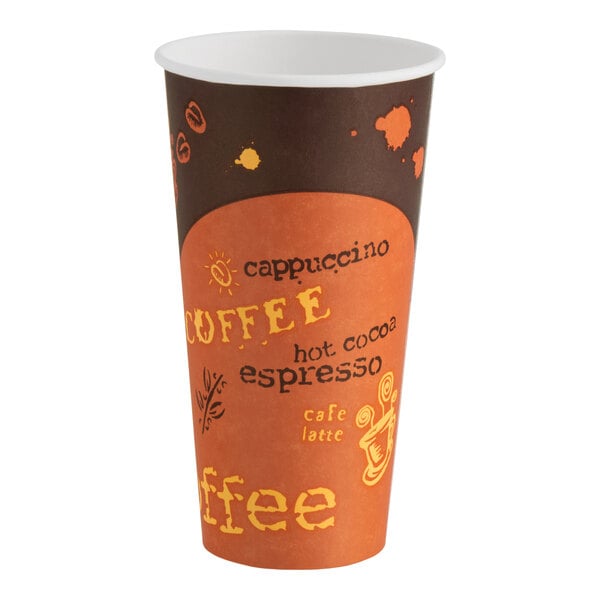 Choice 20 oz. Coffee Print Poly Paper Hot Cup - 600/Case