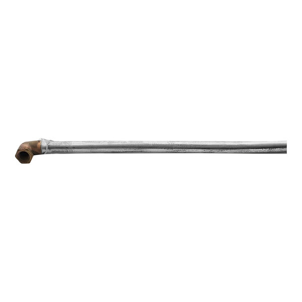 A close-up of a Grindmaster-Cecilware overflow tube, a metal pipe with a hole and a handle.