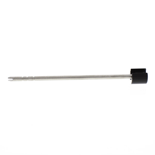 A metal rod with a black cap.