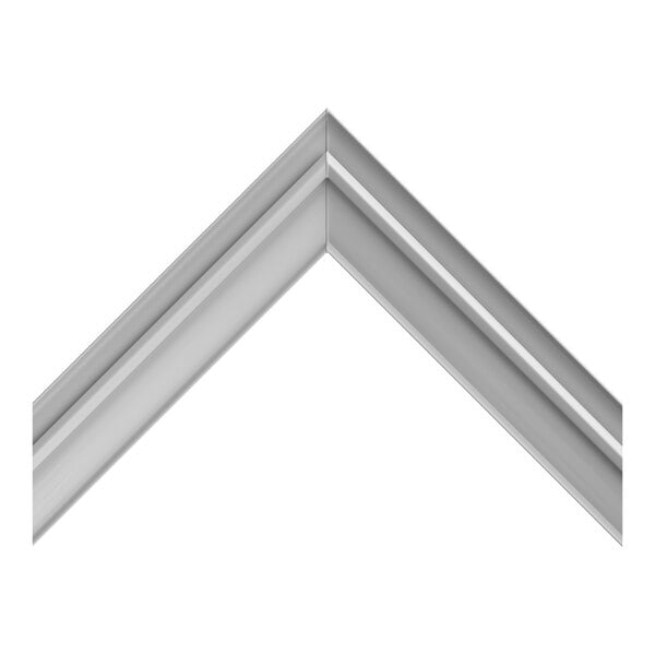 A silver or gray L-shaped frame or gasket with a smooth, slightly rounded profile, shown against a white background.