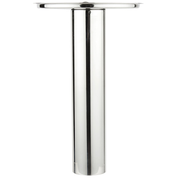 A stainless steel cylinder with a round base.