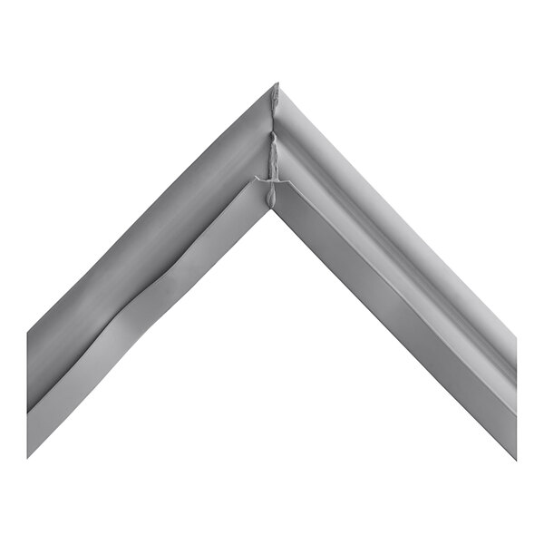 A silver metal door gasket with a curved edge.