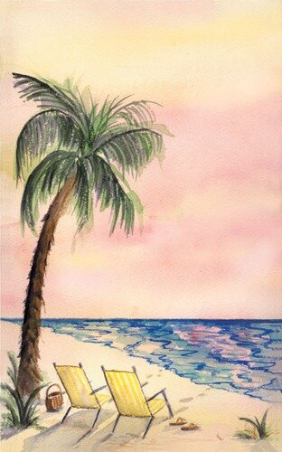 a palm tree with a pink sky