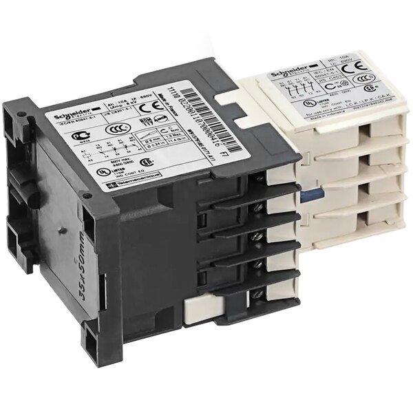 A Grindmaster-Cecilware relay control module with two wires and two terminals.