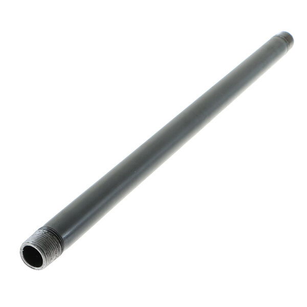 A long black metal pipe with a threaded end.