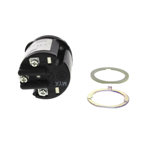 A close-up of a Cleveland Speed Control Switch with a round metal ring.