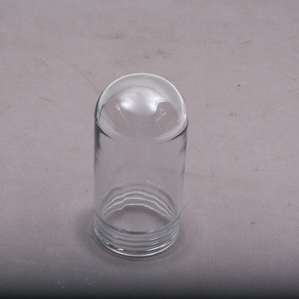 A clear glass globe with a curved bottom.