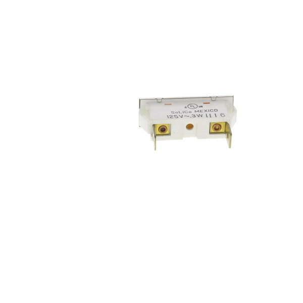 A white rectangular device with yellow connectors on the end.