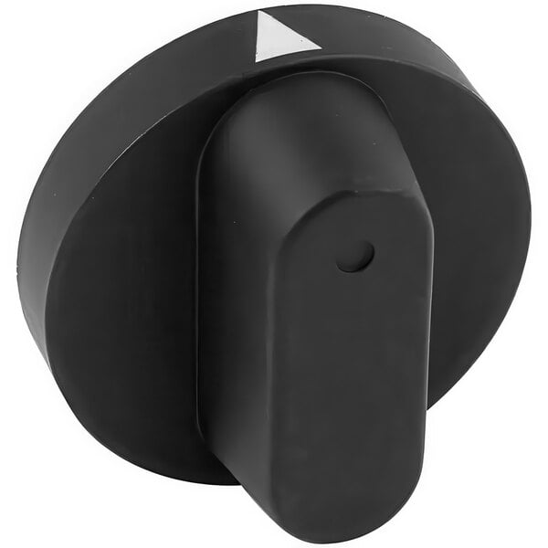 A black knob with a white arrow on it.