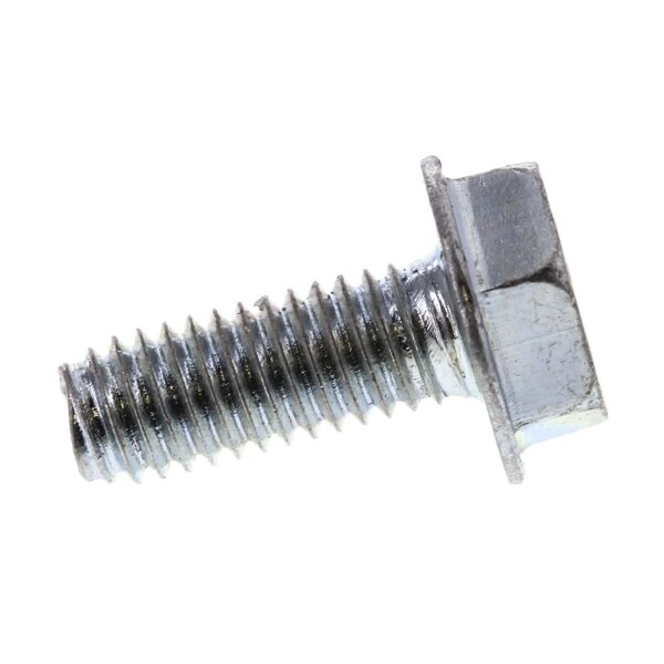 A close-up of a Hobart hex head screw on a white background.