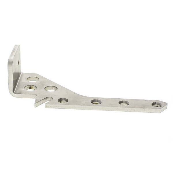 A Middleby Marshall metal hinge bracket with holes on the side.
