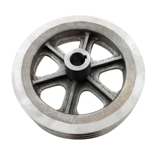 a metal wheel with a hole