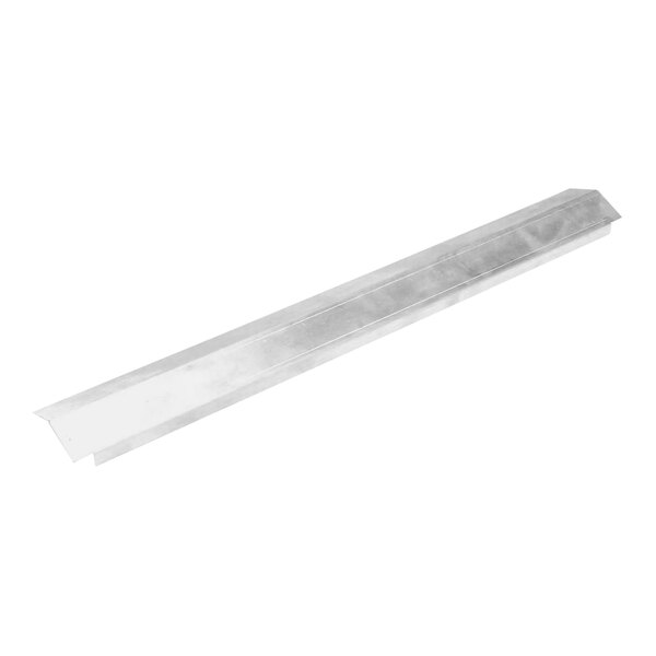 A long rectangular metal heat shield with a white background.
