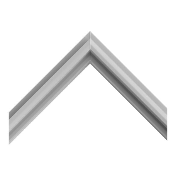 A metallic, L-shaped corner piece with a smooth, reflective surface and beveled edges, shown against a white background.