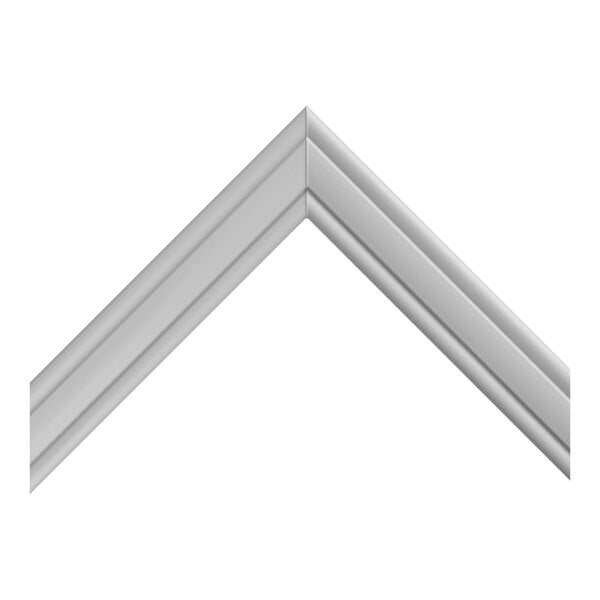 A white, angled piece of molding or trim with a smooth, slightly rounded profile, shown against a plain background.