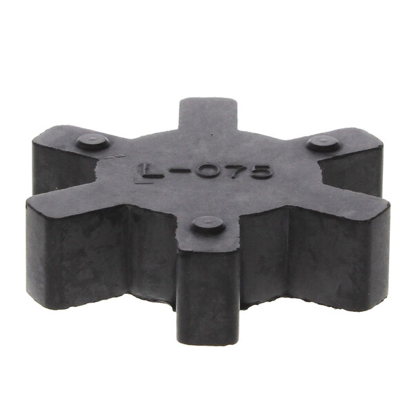 A black plastic Cleveland KE50583-1 coupling spider with a star shape.