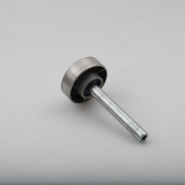 A metal wheel with a metal rod.