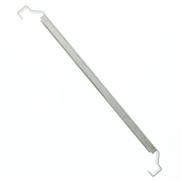 A long metal rod with a bent corner and hooks on the end.