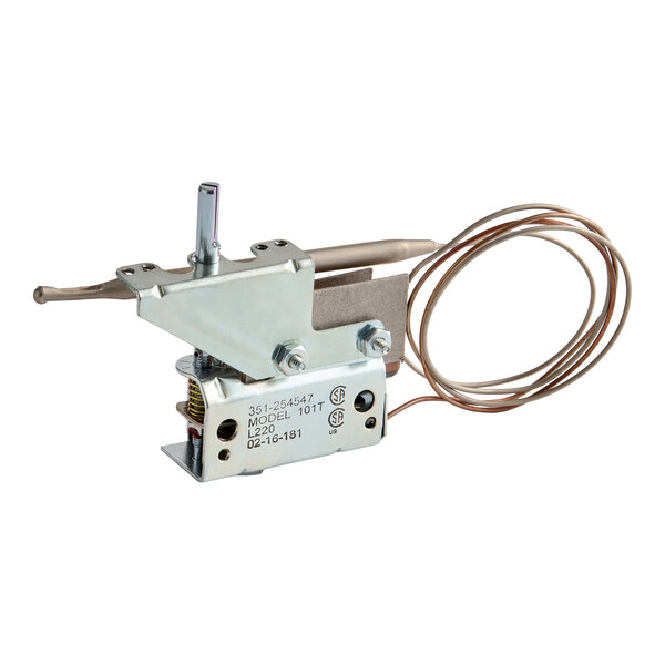 A metal mechanical component with a coiled copper tube attached, likely part of a temperature control or sensing device.