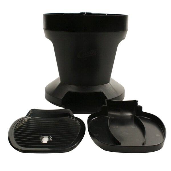 A black Wilbur Curtis base assembly with a black lid.