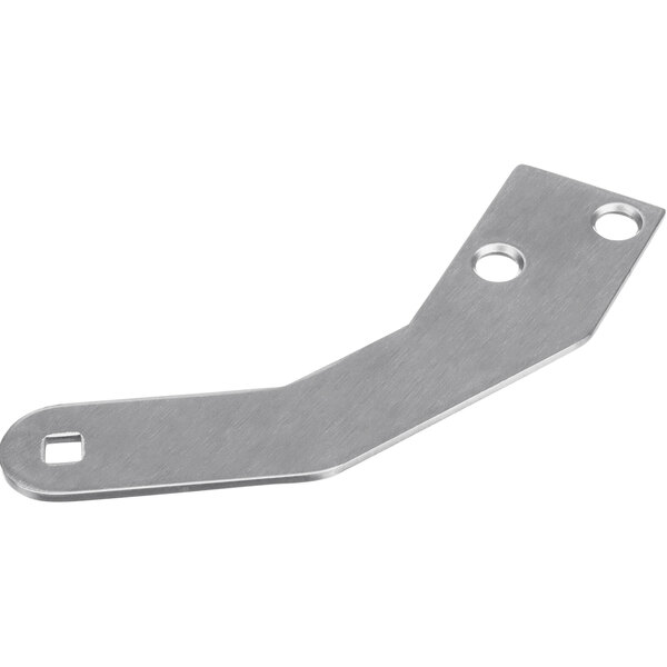 A silver metal Scotsman LH hinge bracket with holes.