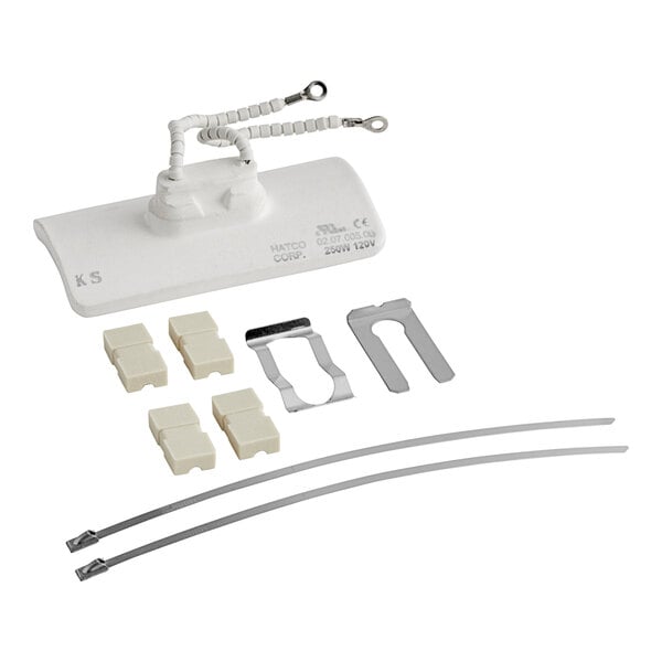 A white metal Hatco countertop food warmer element with wires.