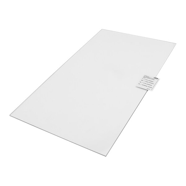 The white rectangular inner glass for a Cadco convection oven with a label.
