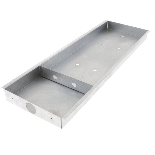 a metal tray with holes