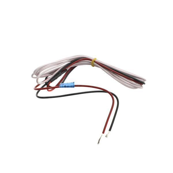 A white wire and a red wire connected to a Master-Bilt mullion heater.