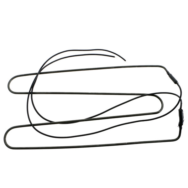 A close-up of a pair of black wires with a cord.