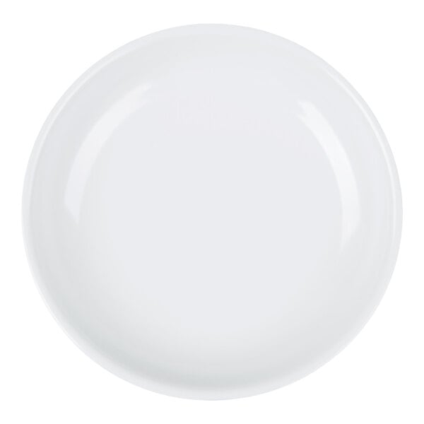 A white compostable plant fiber take-out container with a hinged lid.