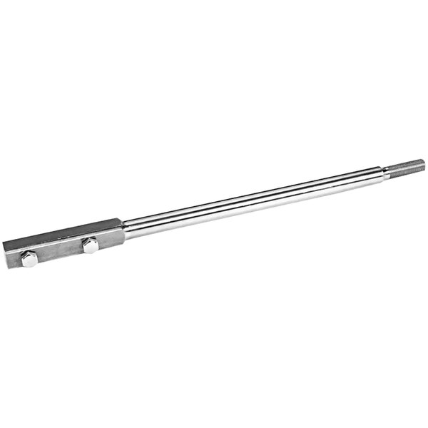 A stainless steel rod with a handle.