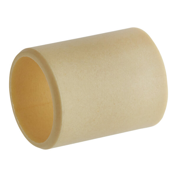 A beige cylindrical bushing with a white ring.