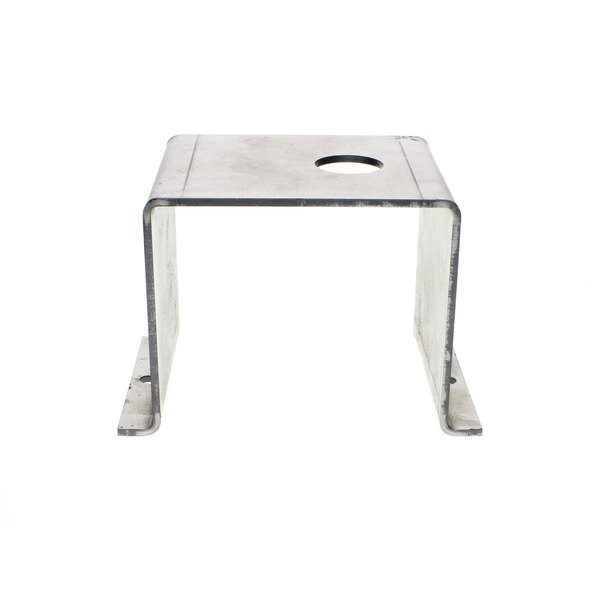 A clear metal stand with a hole in the middle.