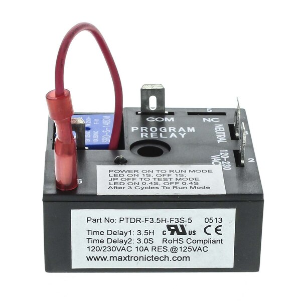 A black rectangular Multiplex Agitation Timer with a red wire.