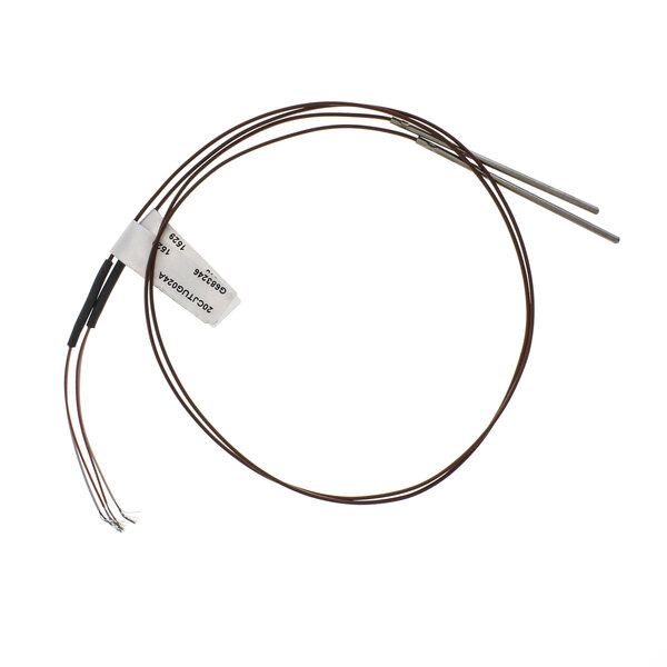 a wire with a white label