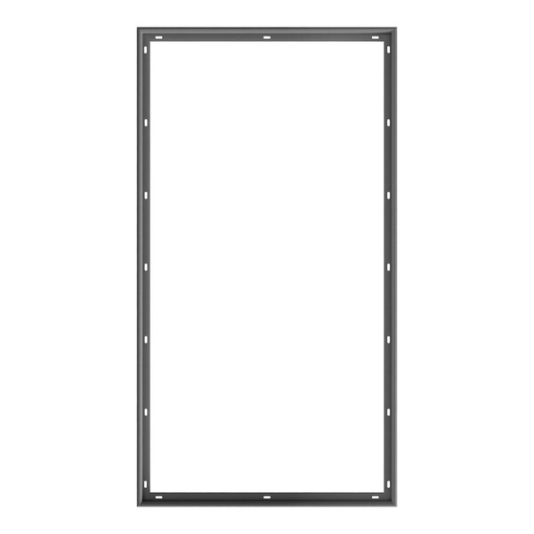 A rectangular white screen with a black frame.