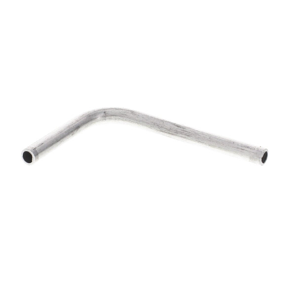 A silver curved pipe with a handle.