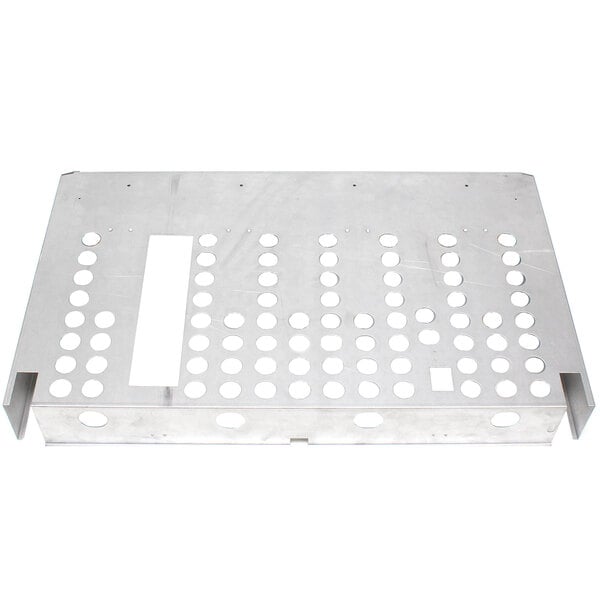 A metal plate with holes on it.