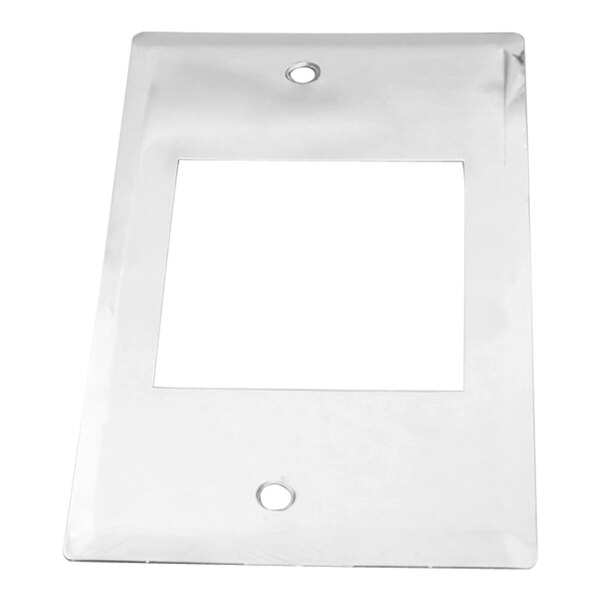 A white rectangular metal frame with holes.