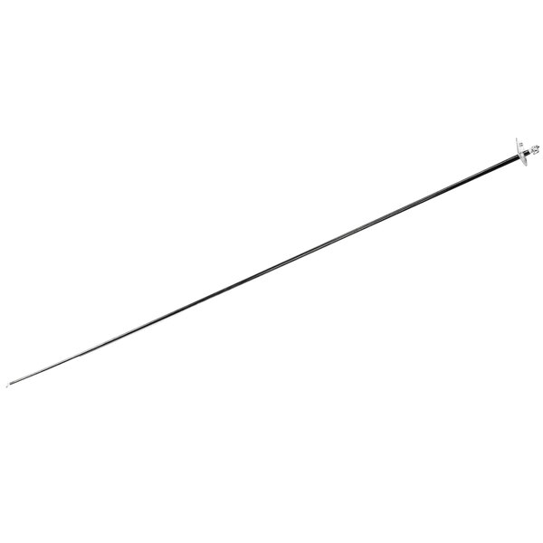 A long thin metal sword with a silver handle.