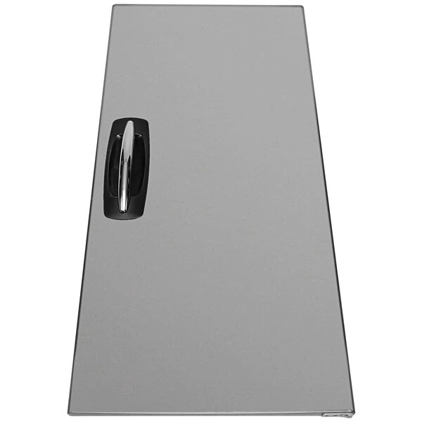 A white rectangular door assembly with a handle.