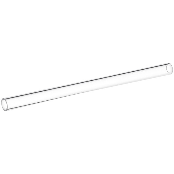 A clear glass tube with a long handle.