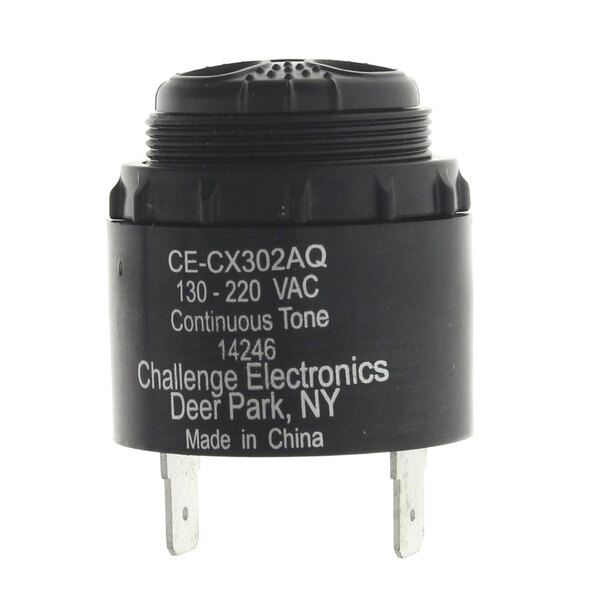 A black NU-VU buzzer with white text.