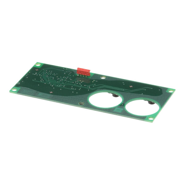 A green Bizerba LPB circuit board with circles and holes.